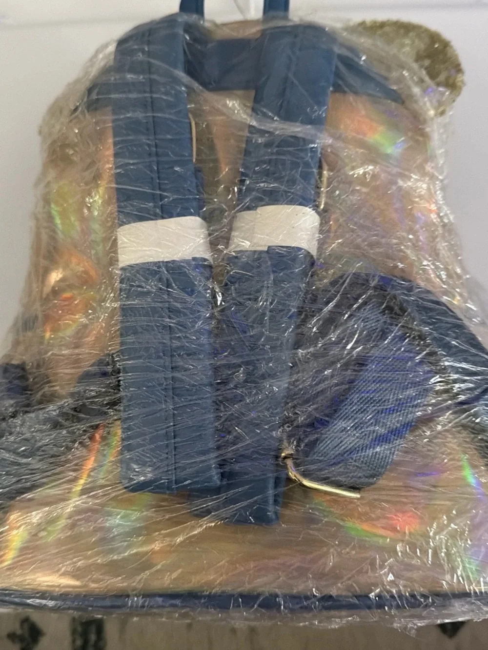 Loungefly Gold Sequin Mini Backpack with Navy Trim